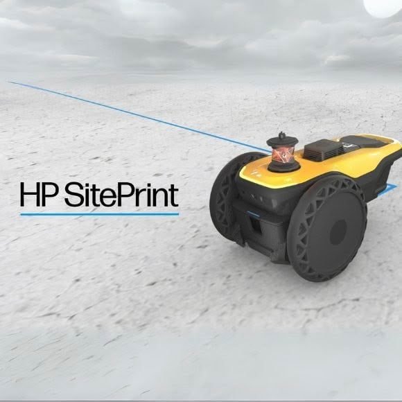 HP SitePrint robot marking out a floor slab in Auckland