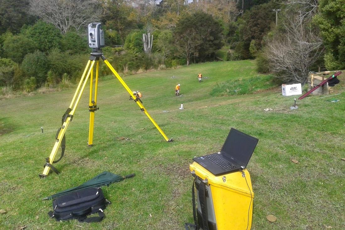 Total station set up on site for continuous deflection monitoring